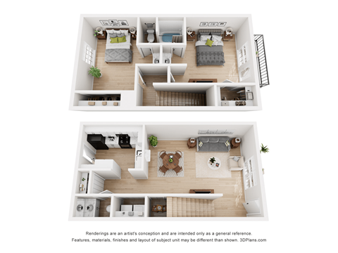a stylized floor plan of a 1 bedroom apartment with a bathroom and living room